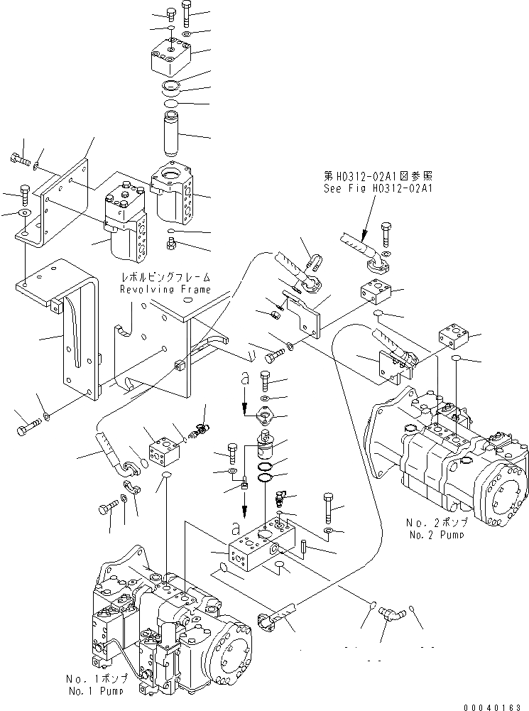 Схема запчастей Komatsu PC600-8 - ПОДАЮЩ. ТРУБЫ (НАСОС - ФИЛЬТР.) (ДЛЯ C/W REMOVER) ГИДРАВЛИКА