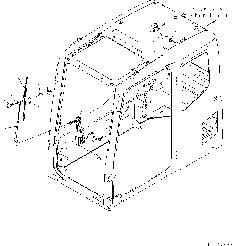 Схема запчастей Komatsu PC600-8 - ОСНОВН. КОНСТРУКЦИЯ (КАБИНА) (ЭЛЕКТР.) (ДВОРНИКИ И ОСВЕЩЕНИЕ) (КАРЬЕРН. СПЕЦИФ-Я) КАБИНА ОПЕРАТОРА И СИСТЕМА УПРАВЛЕНИЯ