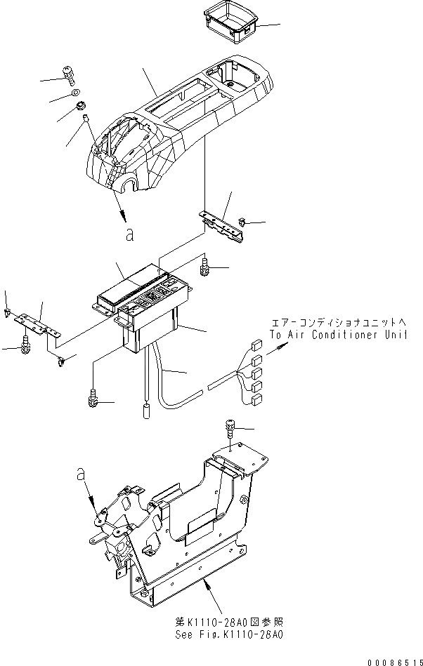 Схема запчастей Komatsu PC600-8 - ОСНОВН. КОНСТРУКЦИЯ (КАБИНА) (КОНСОЛЬ¤ ЛЕВ.) (ВЕРХН.) (С КОНДИЦИОНЕРОМ)(W/O РАДИО) КАБИНА ОПЕРАТОРА И СИСТЕМА УПРАВЛЕНИЯ