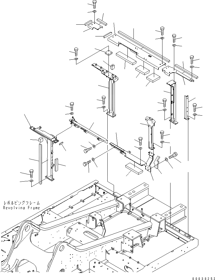 Схема запчастей Komatsu PC600-8 - РАМА (КАБИНА) (РАМА)(№-7) ЧАСТИ КОРПУСА