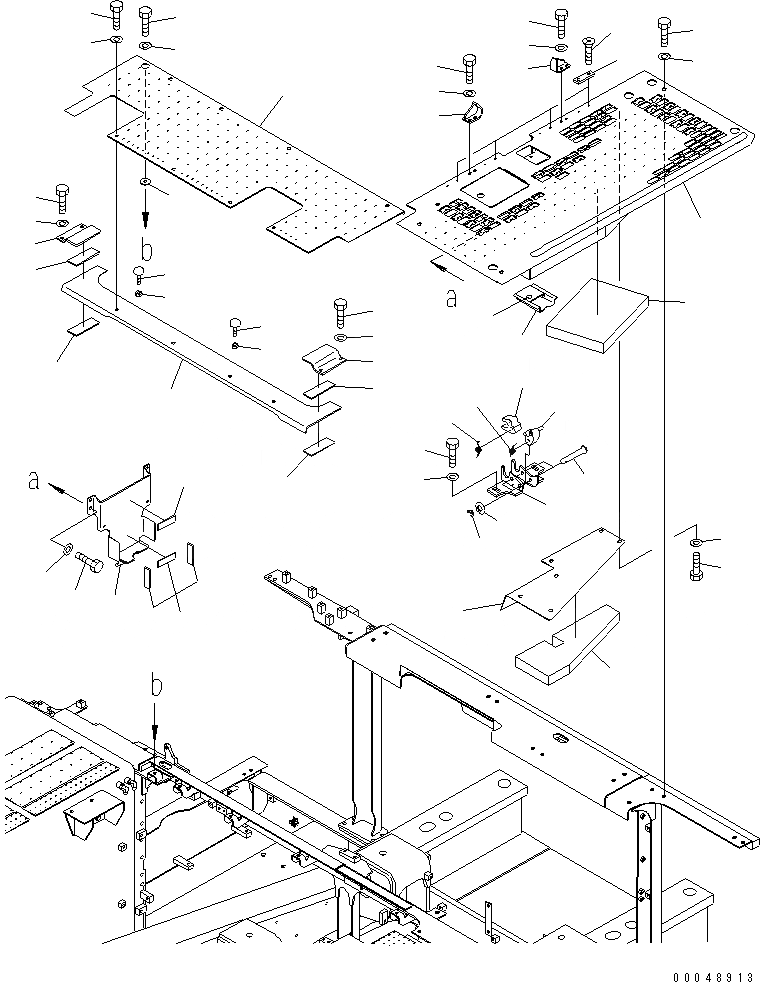 Схема запчастей Komatsu PC600-8 - КРЫШКА(КАБИНА) (АКТУАТОР) ЧАСТИ КОРПУСА