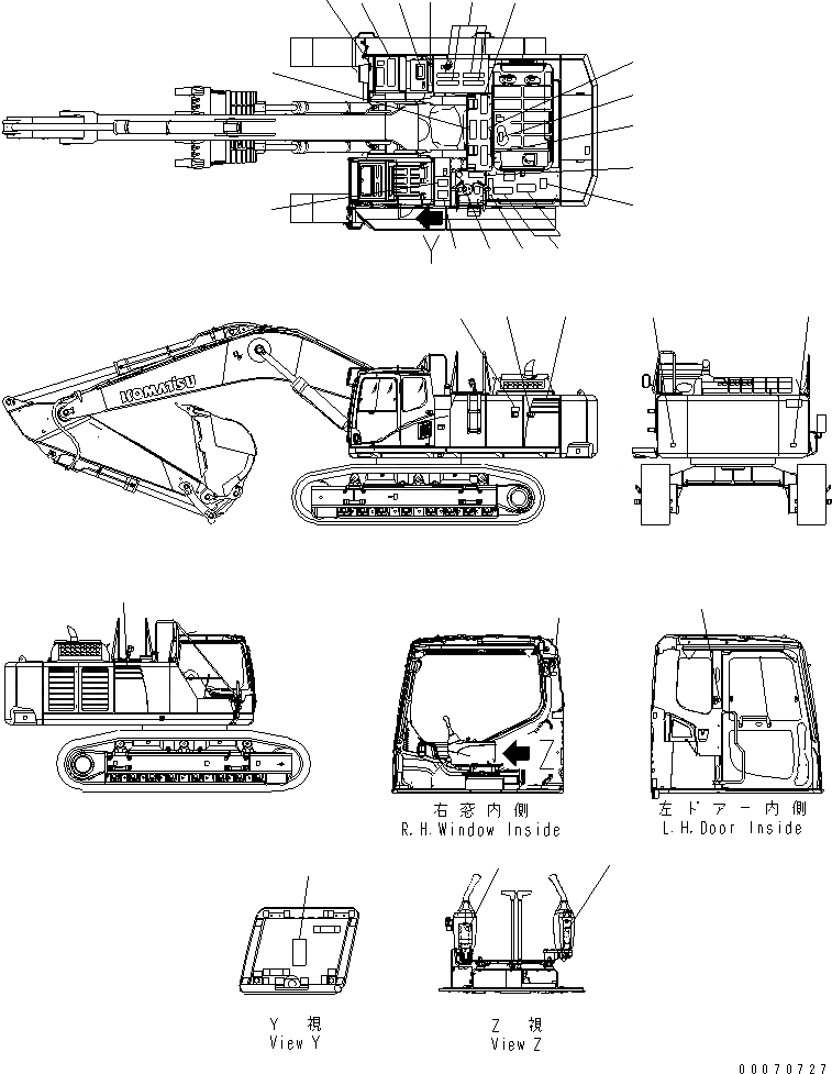 Схема запчастей Komatsu PC600-8 - ТАБЛИЧКИ (СИДЕНЬЕ И БУКВЕНН. МАРКИРОВКА) (АНГЛ.)(№-) МАРКИРОВКА