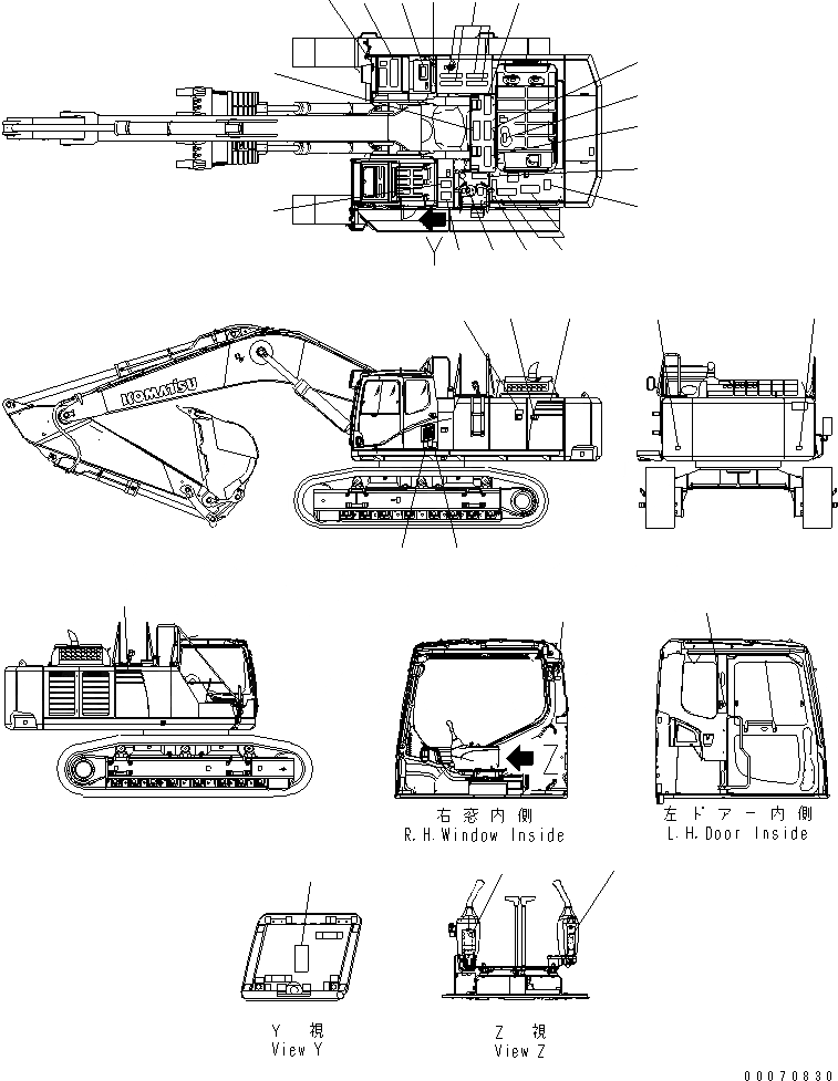 Схема запчастей Komatsu PC600-8 - ТАБЛИЧКИ (СИДЕНЬЕ И БУКВЕНН. МАРКИРОВКА) (ТУРЦИЯ)(№-7) МАРКИРОВКА