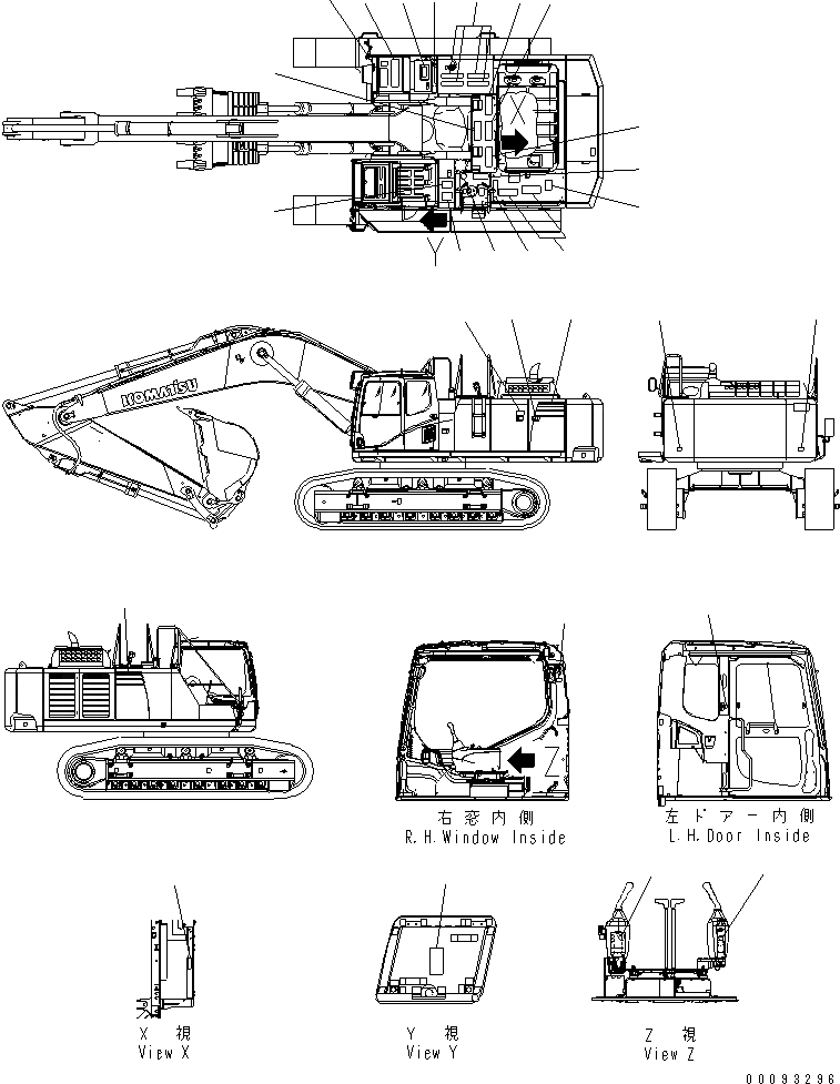 Схема запчастей Komatsu PC600-8 - ТАБЛИЧКИ (СИДЕНЬЕ И БУКВЕНН. МАРКИРОВКА) (АНГЛ.)(№-) МАРКИРОВКА