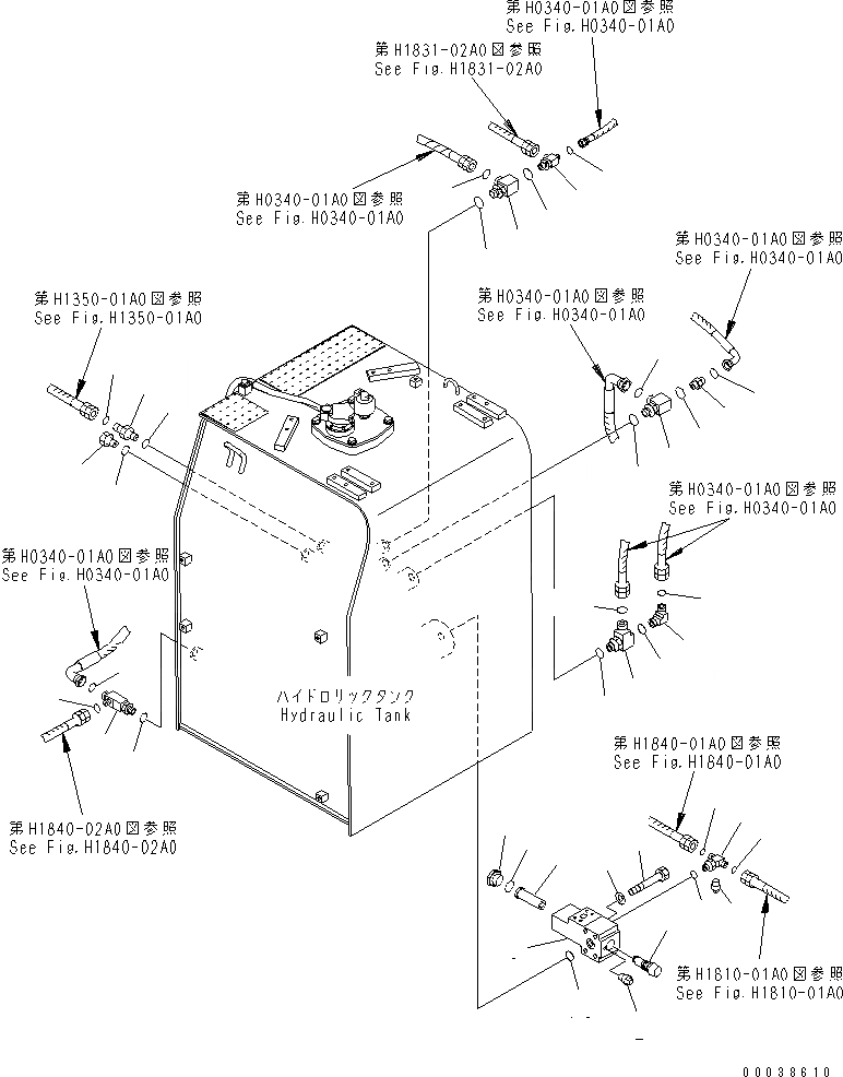 Схема запчастей Komatsu PC600-8 - ГИДР. БАК. (РАЗГРУЗ. КЛАПАН) H ГИДРАВЛИКА