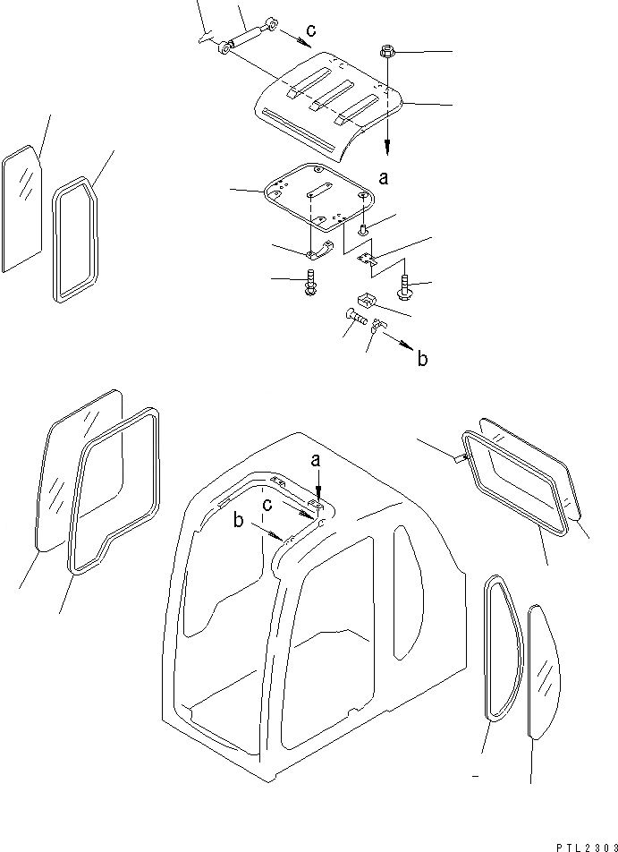 Схема запчастей Komatsu PC600LC-6KJ - КАБИНА (ОКНА И ВЕНТИЛЯТОР В КРЫШЕ) (ДЛЯ ЕС)(№-) КАБИНА ОПЕРАТОРА И СИСТЕМА УПРАВЛЕНИЯ
