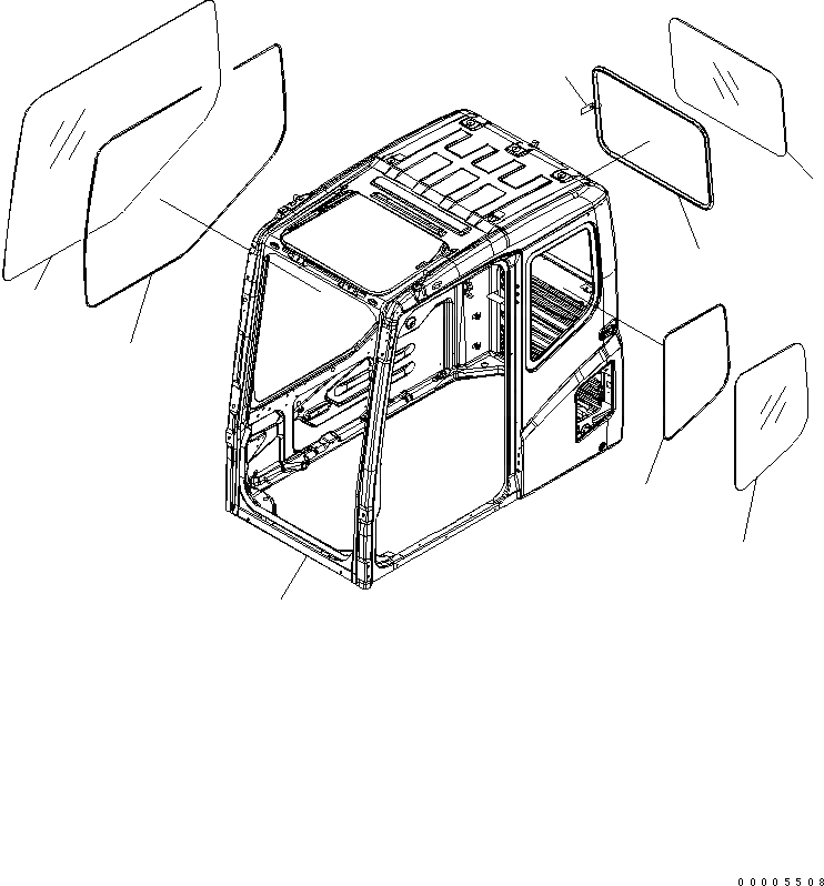 Схема запчастей Komatsu PC600LC-7-M1 - КАБИНА (СДВИГ. ВВЕРХ ОКНА) КАБИНА ОПЕРАТОРА И СИСТЕМА УПРАВЛЕНИЯ