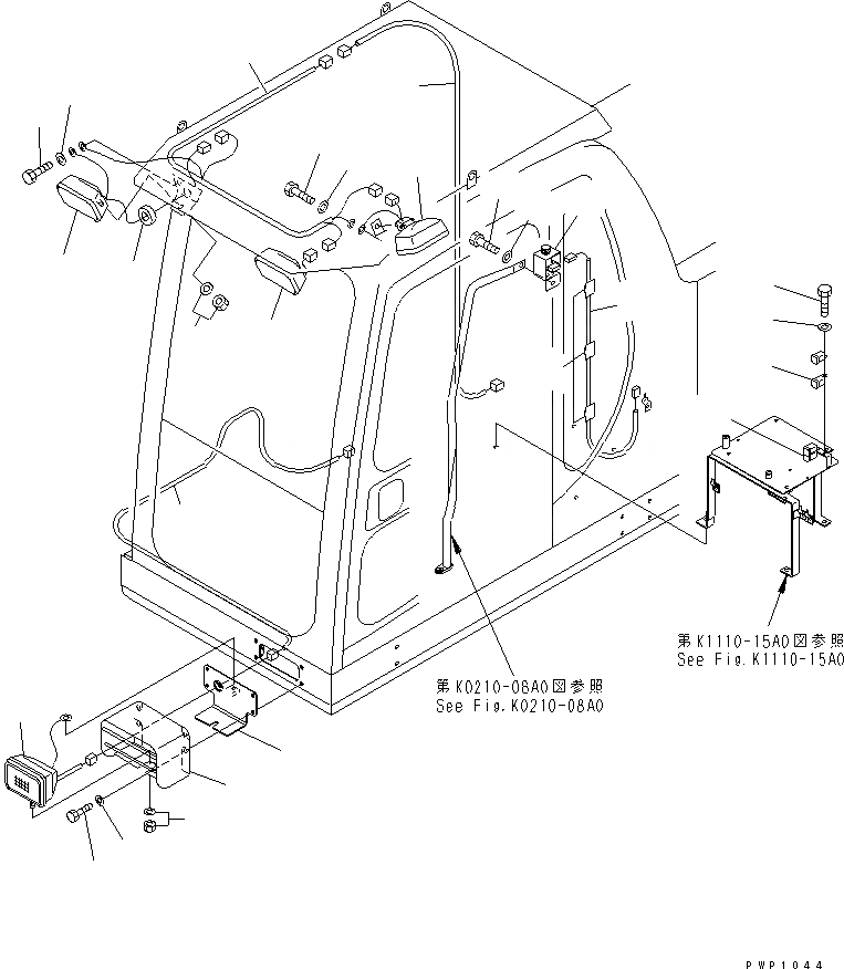 Схема запчастей Komatsu PC600LC-6K - ДОПОЛН. РАБОЧ. ОСВЕЩЕНИЕ И ПОДСВЕТКА СТУПЕНЕЙ (С FOPS) ЭЛЕКТРИКА