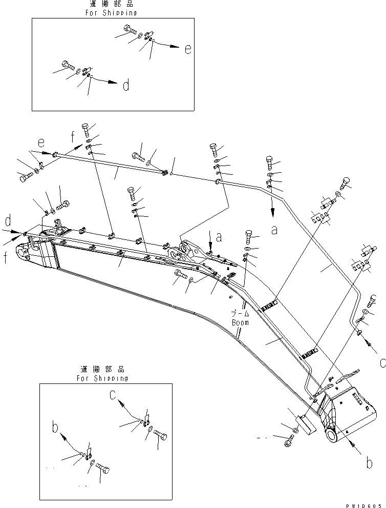 Схема запчастей Komatsu PC600LC-6A - СТРЕЛА (7.M) (ЦИЛИНДР КОВША)(№-) РАБОЧЕЕ ОБОРУДОВАНИЕ