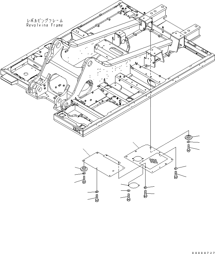 Схема запчастей Komatsu PC600LC-7K - НИЖН. КРЫШКА (УСИЛ.) (ОСНОВНАЯ РАМА) (ЦЕНТР.) ЧАСТИ КОРПУСА