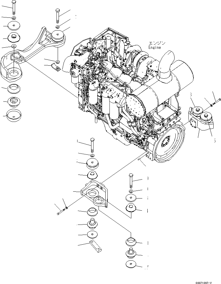 Схема запчастей Komatsu PC600LC-8 - КРЕПЛЕНИЕ ДВИГАТЕЛЯ(№7-) КОМПОНЕНТЫ ДВИГАТЕЛЯ
