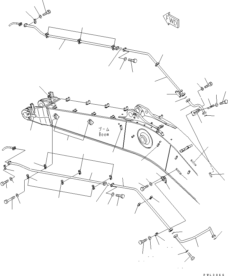Схема запчастей Komatsu PC600LC-8 - СТРЕЛА (7.M) (С ДОПОЛН. ГИДРОЛИНИЕЙ) (КОМПЛЕКТ) РАБОЧЕЕ ОБОРУДОВАНИЕ