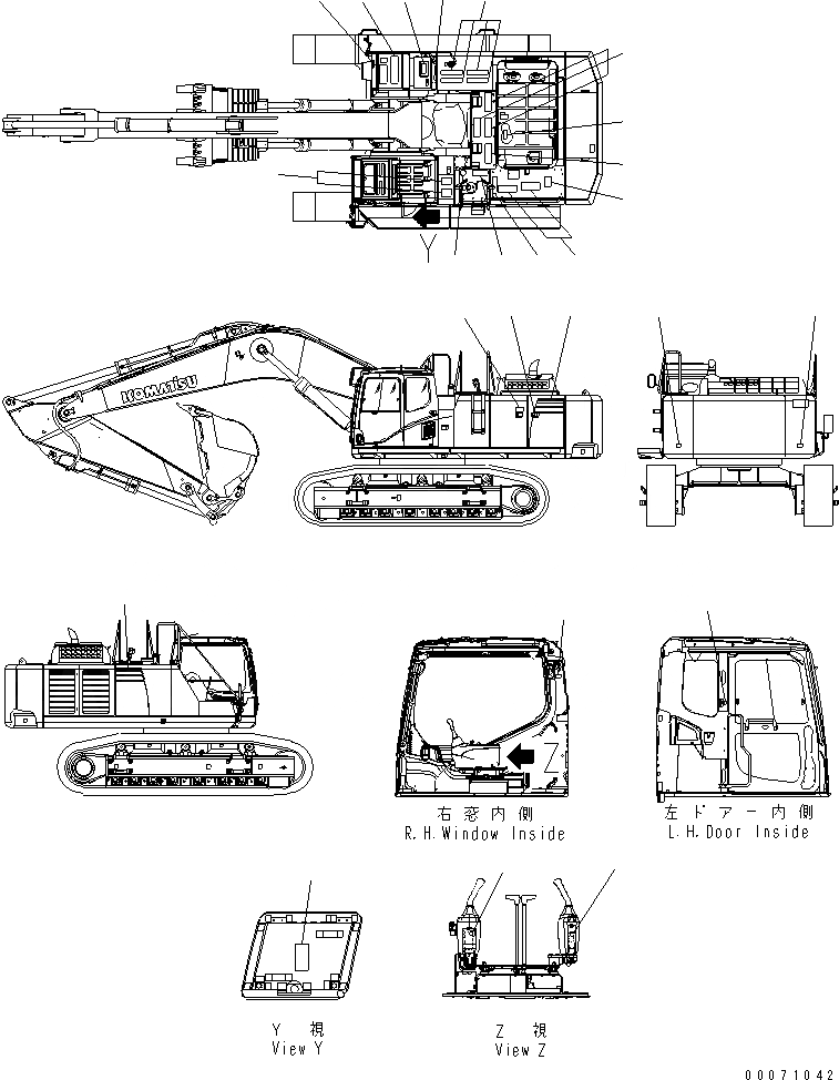 Схема запчастей Komatsu PC600LC-8 - ТАБЛИЧКИ (СИДЕНЬЕ И БУКВЕНН. МАРКИРОВКА) (ФРАНЦИЯ) МАРКИРОВКА