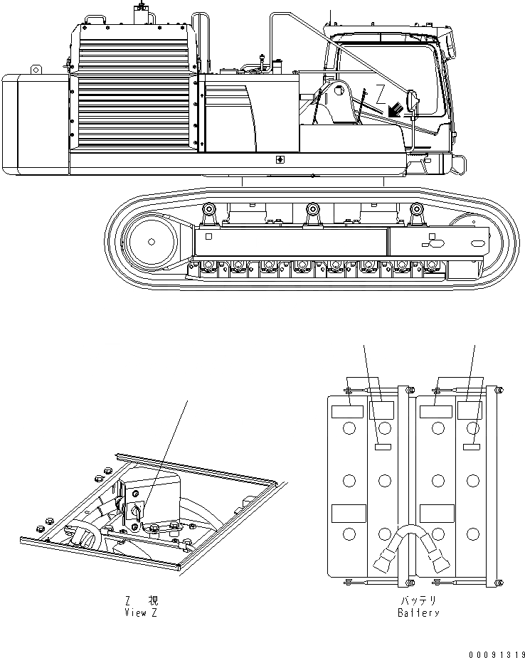 Схема запчастей Komatsu PC600LC-8 - АККУМУЛЯТОР (ЕС REG ARRANGE)(№-) МАРКИРОВКА