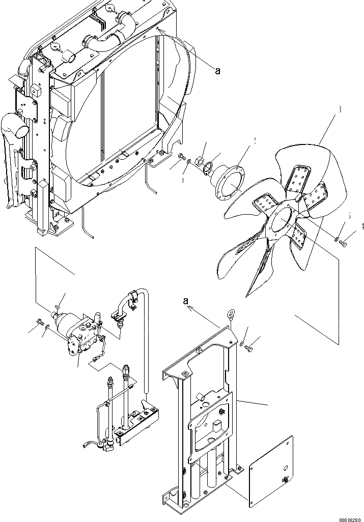Схема запчастей Komatsu PC600LC-8R - ОХЛАЖД-Е (ВЕНТИЛЯТОР КРЕПЛЕНИЕ) (ВЕНТИЛЯТОР И МОТОР) СИСТЕМА ОХЛАЖДЕНИЯ