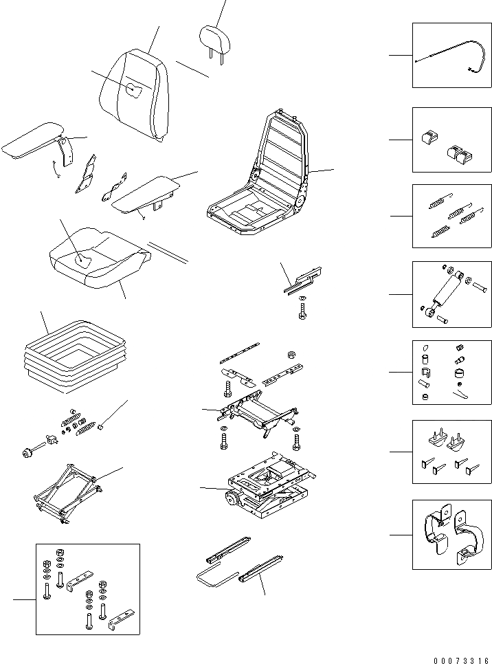 Схема запчастей Komatsu PC600LC-8R - СИДЕНЬЕ ОПЕРАТОРА В СБОРЕ (ПОДВЕСКА)(№-) ОСНОВН. КОМПОНЕНТЫ И РЕМКОМПЛЕКТЫ