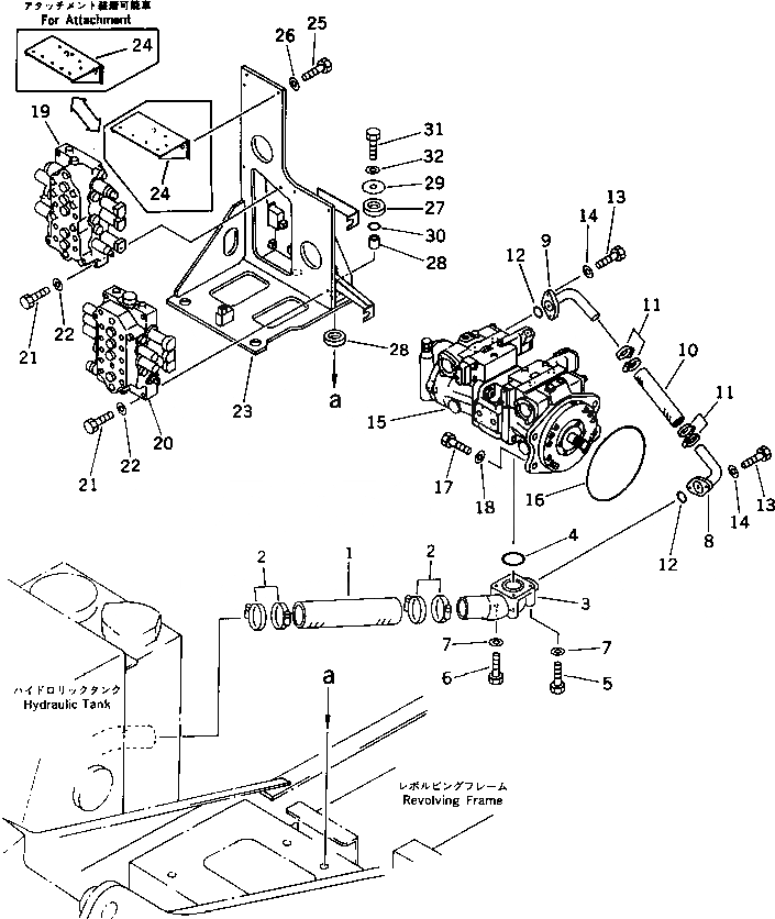 Схема запчастей Komatsu PC60L-6 - ГИДРОЛИНИЯ (ВСАСЫВАЮЩАЯ ЛИНИЯAND КЛАПАН) УПРАВЛ-Е РАБОЧИМ ОБОРУДОВАНИЕМ