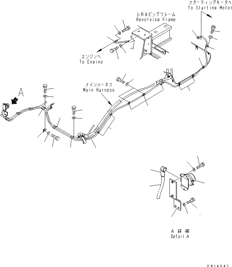 Схема запчастей Komatsu PC650-6A - ЭЛЕКТРОПРОВОДКА (ПРОВОДКА СТАРТЕРА)(№-) ЭЛЕКТРИКА