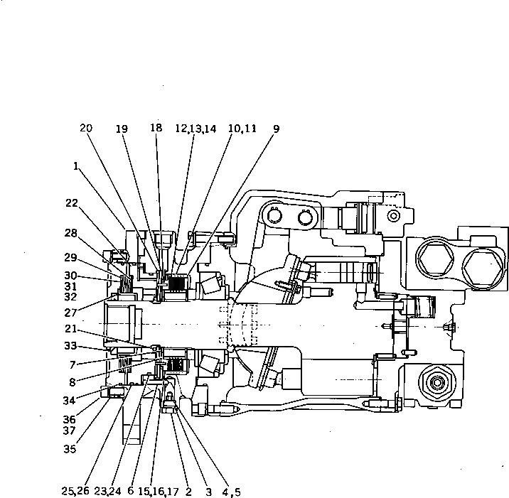 Схема запчастей Komatsu PC650-3 - МОТОР ХОДА () (/) (КРОМЕ ЯПОН.)(№-) УПРАВЛ-Е РАБОЧИМ ОБОРУДОВАНИЕМ