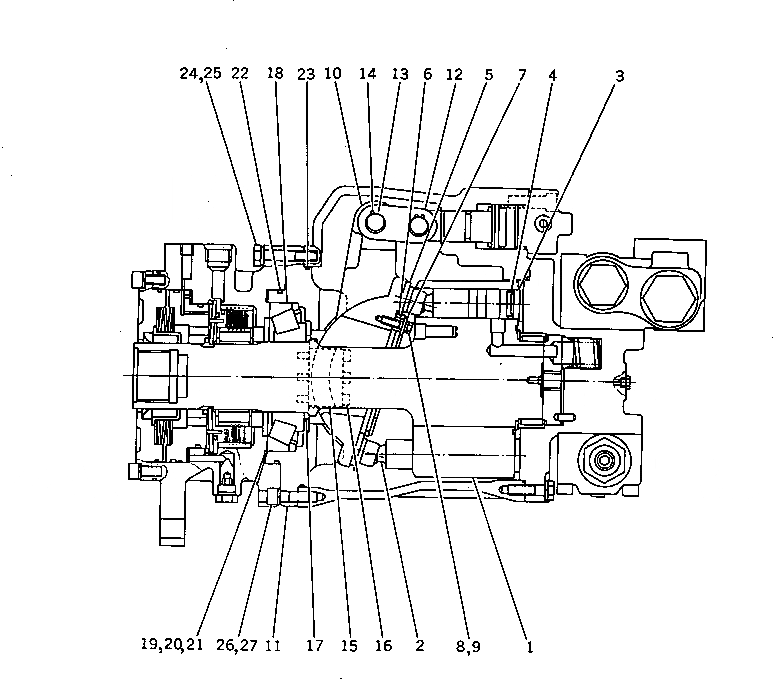 Схема запчастей Komatsu PC650-3 - МОТОР ХОДА () (/) (КРОМЕ ЯПОН.)(№-) УПРАВЛ-Е РАБОЧИМ ОБОРУДОВАНИЕМ