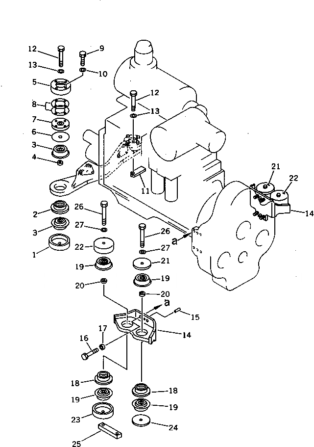 Схема запчастей Komatsu PC650-3 - КРЕПЛЕНИЕ ДВИГАТЕЛЯ КОМПОНЕНТЫ ДВИГАТЕЛЯ И ЭЛЕКТРИКА