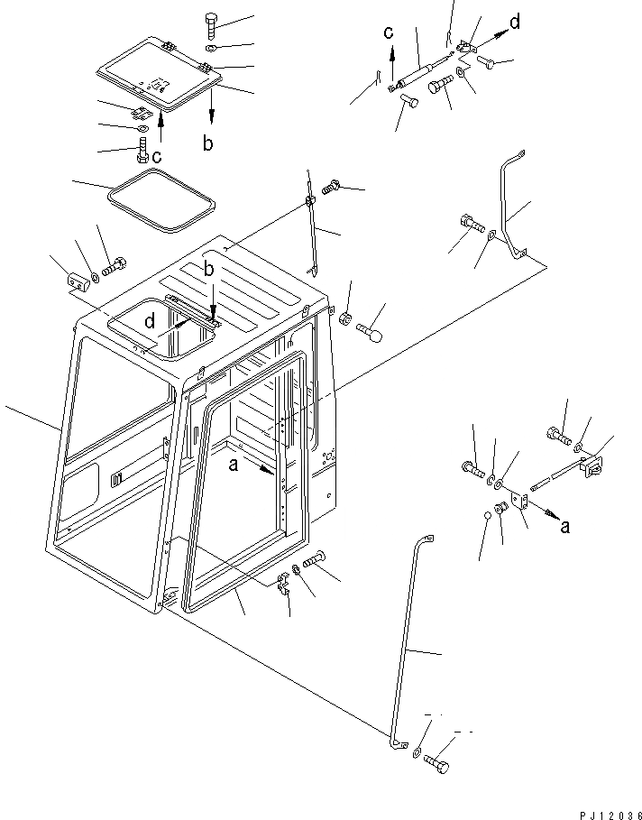 Схема запчастей Komatsu PC650-3 - ВЫС. КРЕПЛЕНИЕ КАБИНА (ЗАДН. СДВИЖН. ОКНА ТИП) (/) ЧАСТИ КОРПУСА