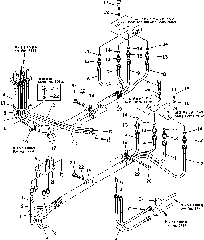 Схема запчастей Komatsu PC650-3 - КОРПУС TO/FROM КОНТРОЛЬНЫЙ КЛАПАНТРУБЫ (ДЛЯ ВЫС. КАБИНА) (ДЛЯ ПОГРУЗ.) УПРАВЛ-Е РАБОЧИМ ОБОРУДОВАНИЕМ