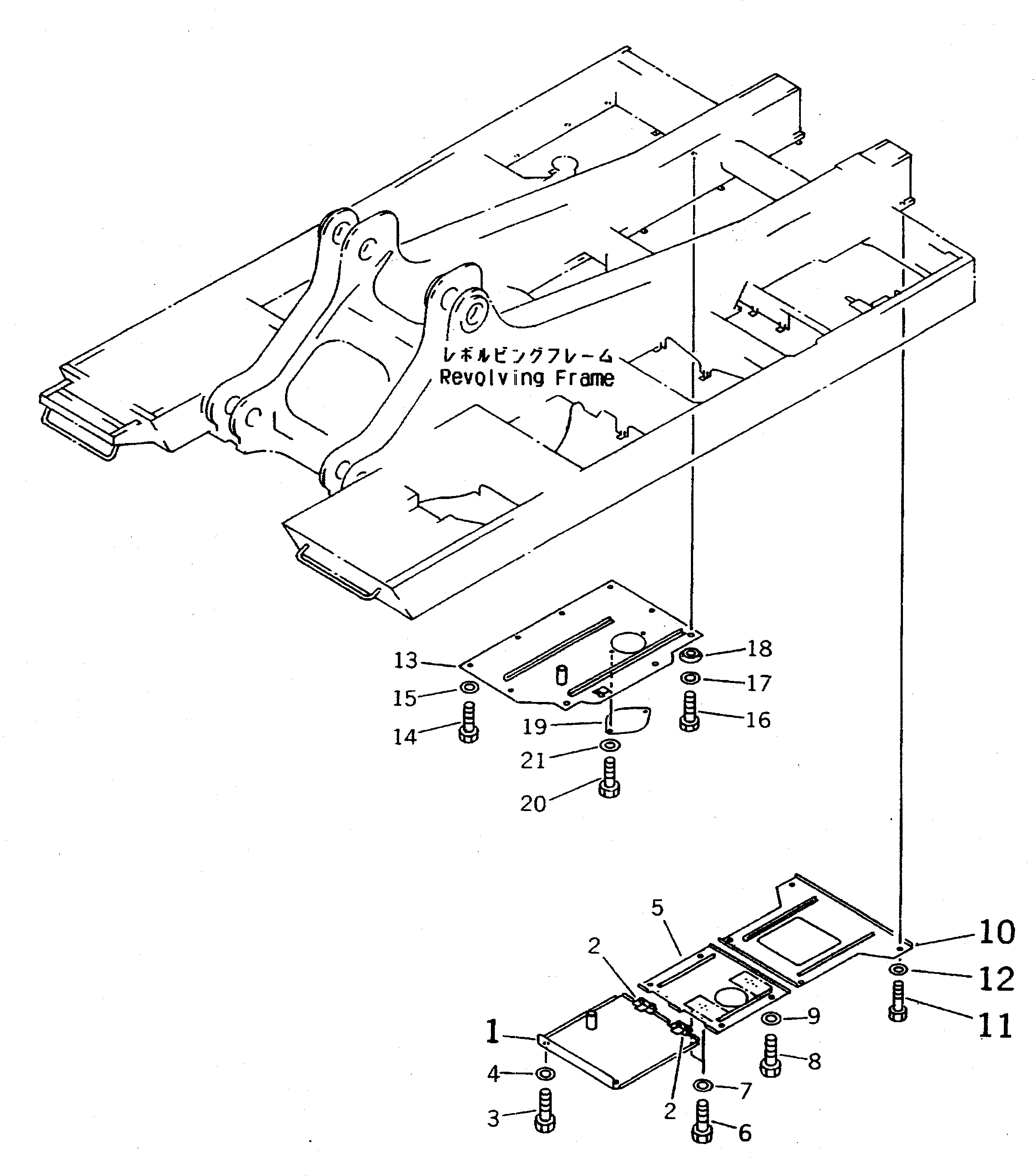 Схема запчастей Komatsu PC650-5 - НИЖН. КРЫШКА (ДЛЯ ОСНОВН. BEEM И ПРАВ. ДЕКА) (ДЛЯ C/W REMOVER) ЧАСТИ КОРПУСА