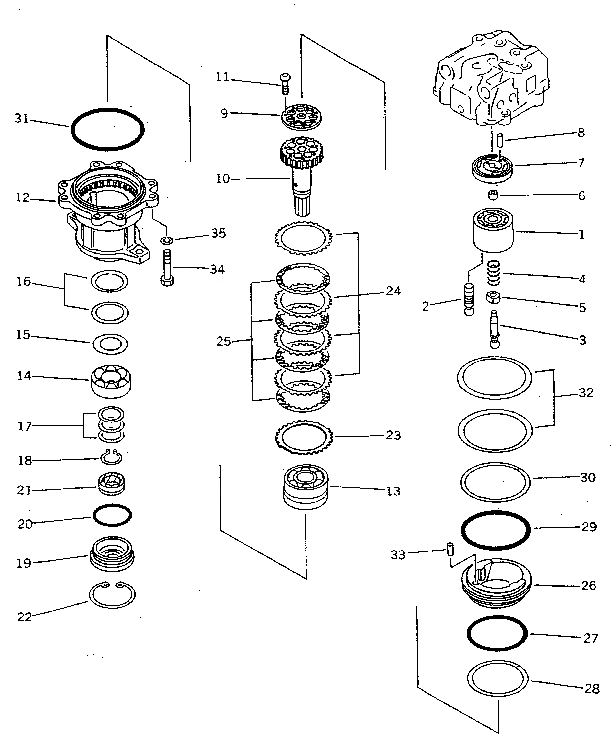 Схема запчастей Komatsu PC650-5 - МОТОР ПОВОРОТА (/) ПОВОРОТН. КРУГ И КОМПОНЕНТЫ