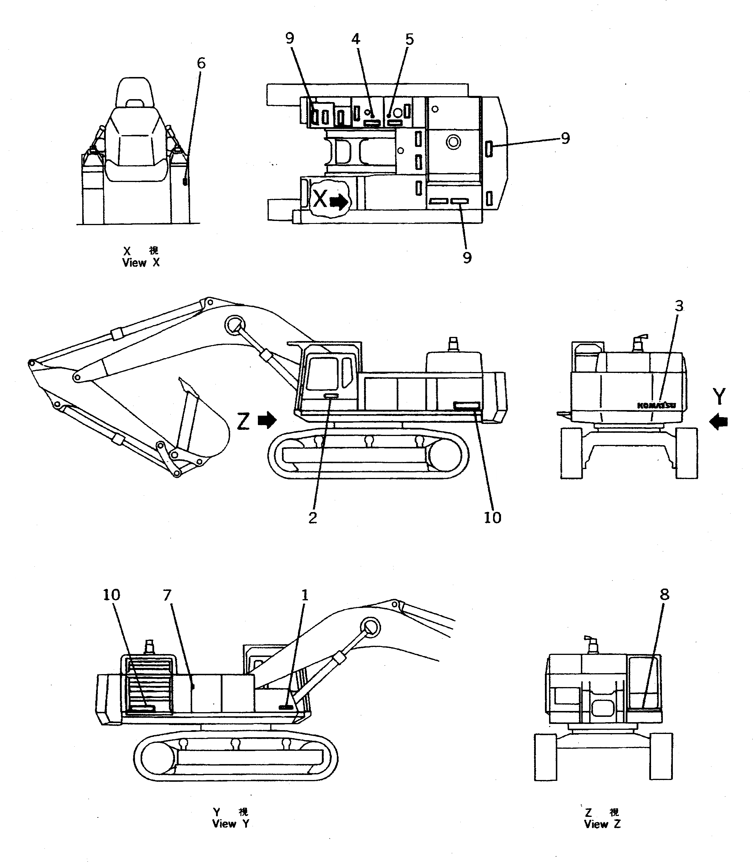 Схема запчастей Komatsu PC650-5 - МАРКИРОВКА (KOMATSU И БУКВЕНН. МАРКИРОВКА) (U.S.A. И PUERTORICO) МАРКИРОВКА