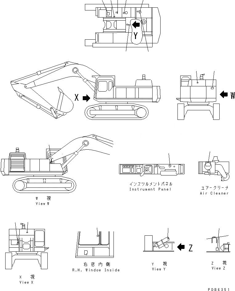 Схема запчастей Komatsu PC650-5 - МАРКИРОВКА (OPERATING И ПРЕДУПРЕЖДАЮЩ. МАРКИРОВКА) (ИСПАНИЯ)(№8-) МАРКИРОВКА