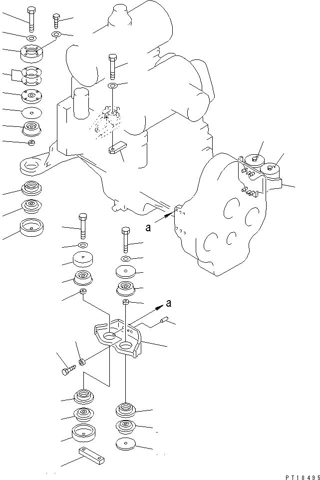 Схема запчастей Komatsu PC650-5 - КРЕПЛЕНИЕ ДВИГАТЕЛЯ КОМПОНЕНТЫ ДВИГАТЕЛЯ