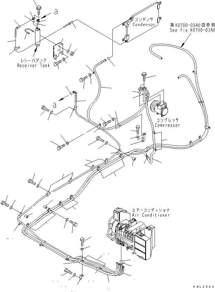 Схема запчастей Komatsu PC650-6 - КОНДИЦ. ВОЗДУХА (СОЕД. ШЛАНГОВ)(№-) КАБИНА ОПЕРАТОРА И СИСТЕМА УПРАВЛЕНИЯ