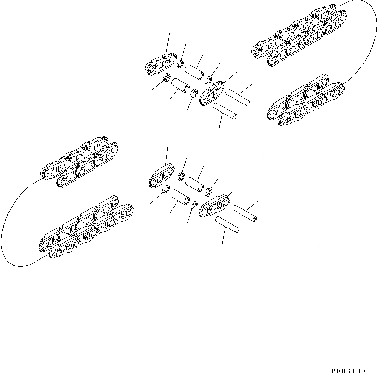 Схема запчастей Komatsu PC650-6 - ГУСЕН. ЦЕПЬ (98SET) (ПОСТАВЛЯЕМЫЕ ЧАСТИ) ОСНОВН. КОМПОНЕНТЫ И РЕМКОМПЛЕКТЫ