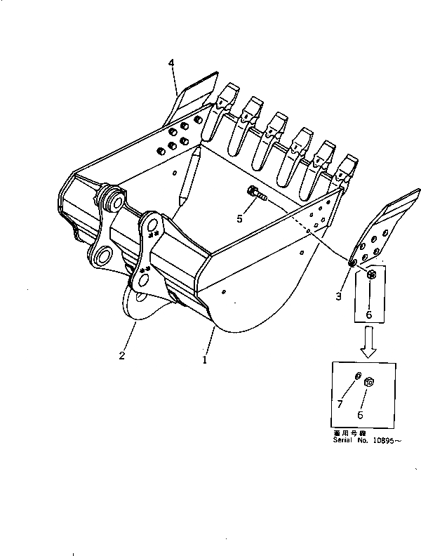 Схема запчастей Komatsu PC650LC-3 - КОВШ¤ .M¤ ШИР. 9MM¤ С КРЮК (КРОМЕ ЯПОН.) РАБОЧЕЕ ОБОРУДОВАНИЕ (ЭКСКАВАТ.)