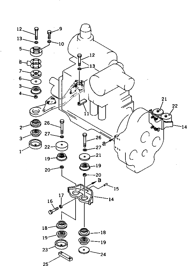 Схема запчастей Komatsu PC650SE-3 - КРЕПЛЕНИЕ ДВИГАТЕЛЯ КОМПОНЕНТЫ ДВИГАТЕЛЯ И ЭЛЕКТРИКА