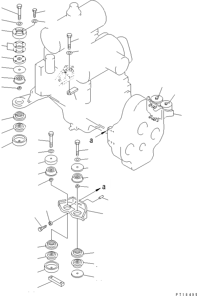 Схема запчастей Komatsu PC650SE-5 - КРЕПЛЕНИЕ ДВИГАТЕЛЯ КОМПОНЕНТЫ ДВИГАТЕЛЯ