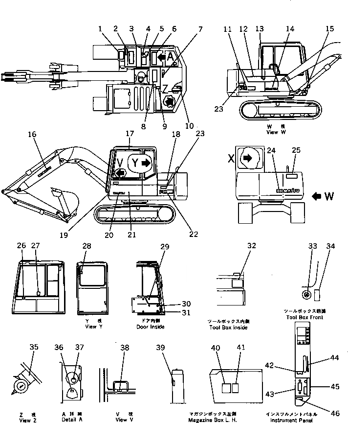 Схема запчастей Komatsu PC70-6 - МАРКИРОВКА (ЯПОН.) (/) (JIS PATTERN)(№7-) МАРКИРОВКА¤ ИНСТРУМЕНТ И РЕМКОМПЛЕКТЫ