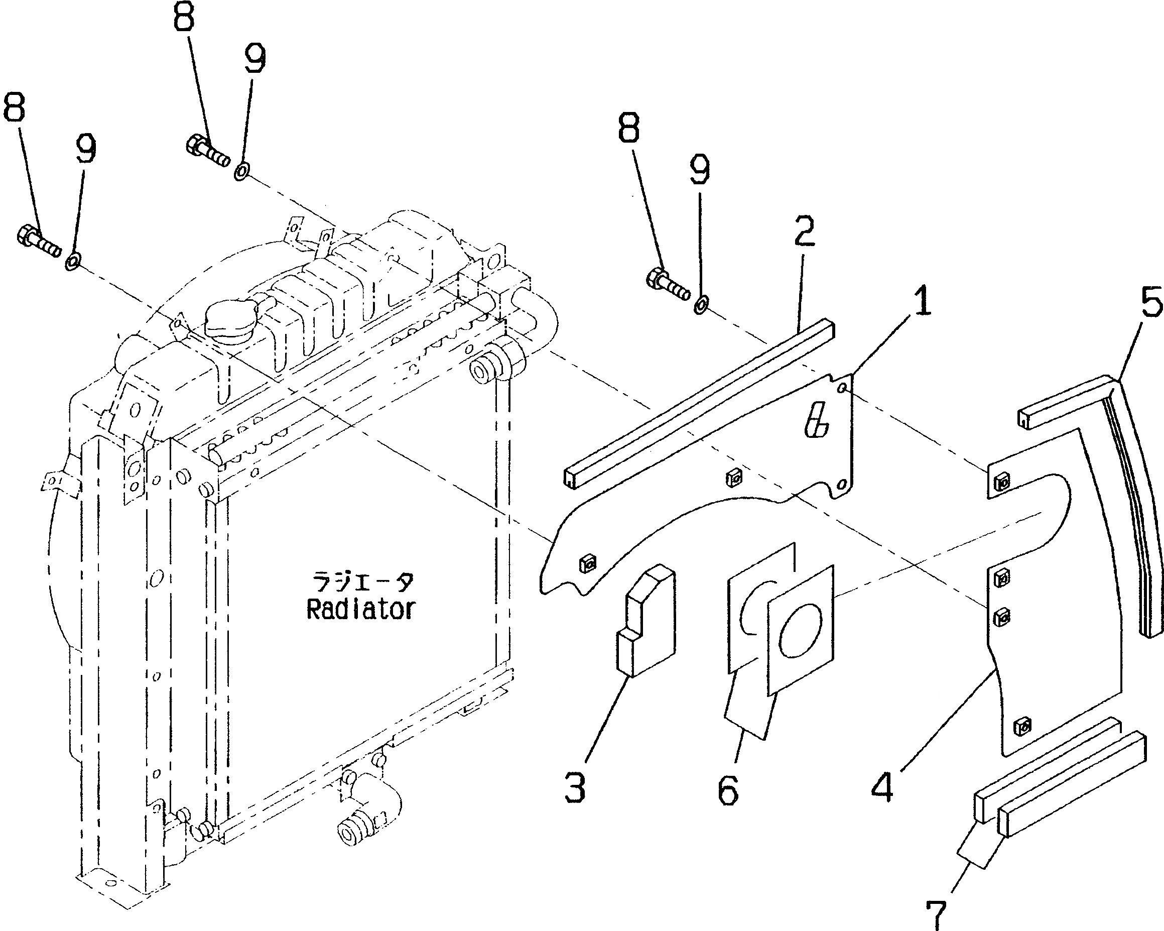 Схема запчастей Komatsu PC70-7-B - ОХЛАЖД-Е (УПЛОТНЕНИЕ ПЛАСТИНА)(№-7) СИСТЕМА ОХЛАЖДЕНИЯ