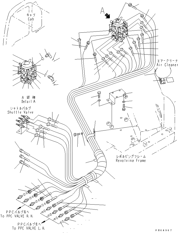 Схема запчастей Komatsu PC70-7-B - MULTIPLE PATTERN WAY (ШЛАНГИ И ПЛАСТИНА)(№7-) ГИДРАВЛИКА