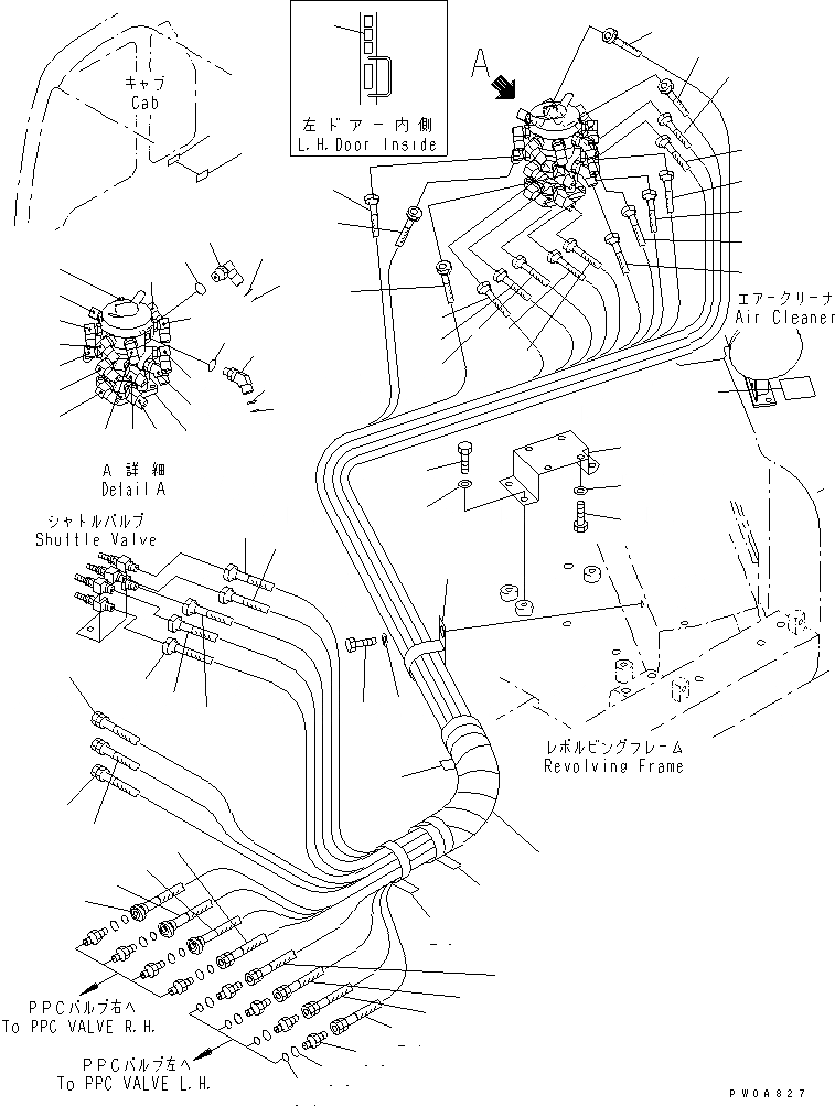 Схема запчастей Komatsu PC70-7E-B - MULTIPLE PATTERN WAY (ШЛАНГИ И ПЛАСТИНА)(№-9) ГИДРАВЛИКА