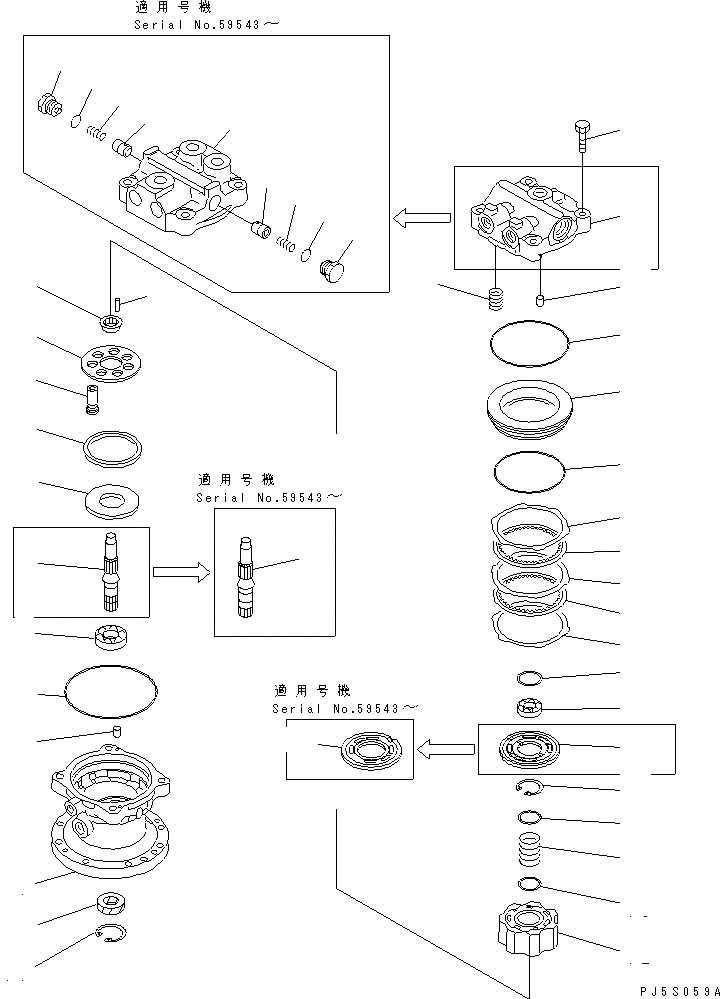 Схема запчастей Komatsu PC70-7E-B - МОТОР ПОВОРОТА (/) ОСНОВН. КОМПОНЕНТЫ И РЕМКОМПЛЕКТЫ