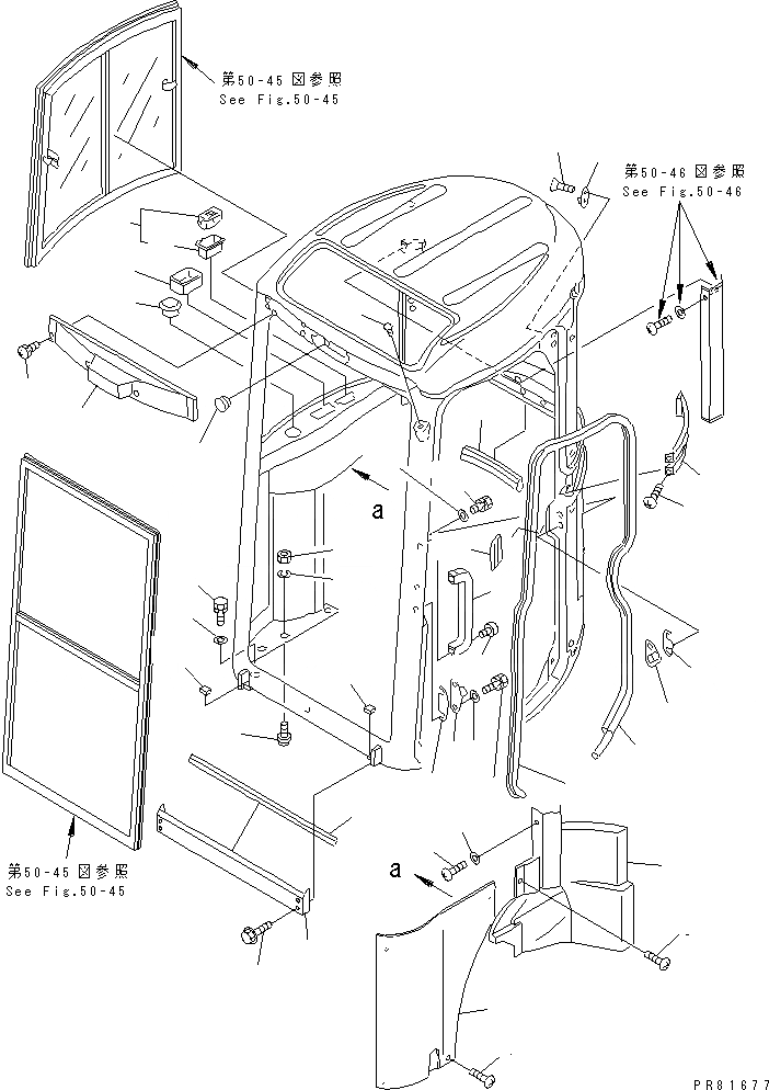 Схема запчастей Komatsu PC70FR-1 - КАБИНА (/) (КУЗОВ)(№-) ЧАСТИ КОРПУСА