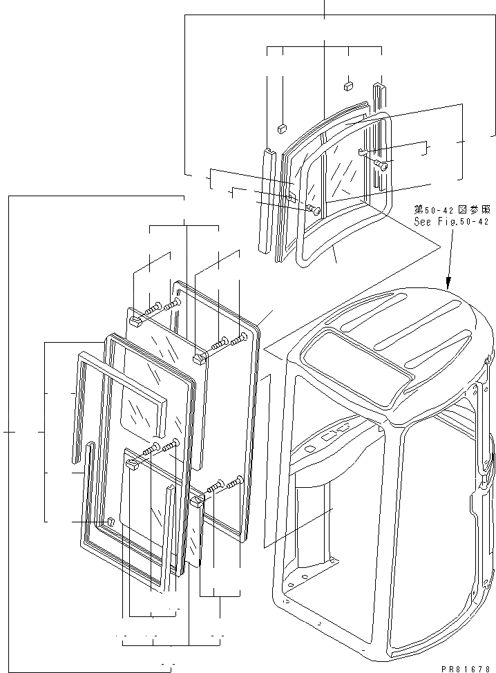 Схема запчастей Komatsu PC70FR-1 - КАБИНА (/) (РАМА)(№-) ЧАСТИ КОРПУСА