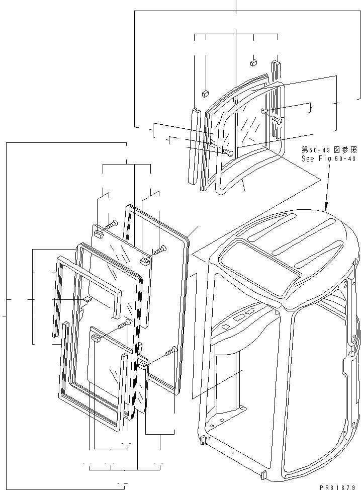 Схема запчастей Komatsu PC70FR-1 - КАБИНА (/) (РАМА)(№-) ЧАСТИ КОРПУСА