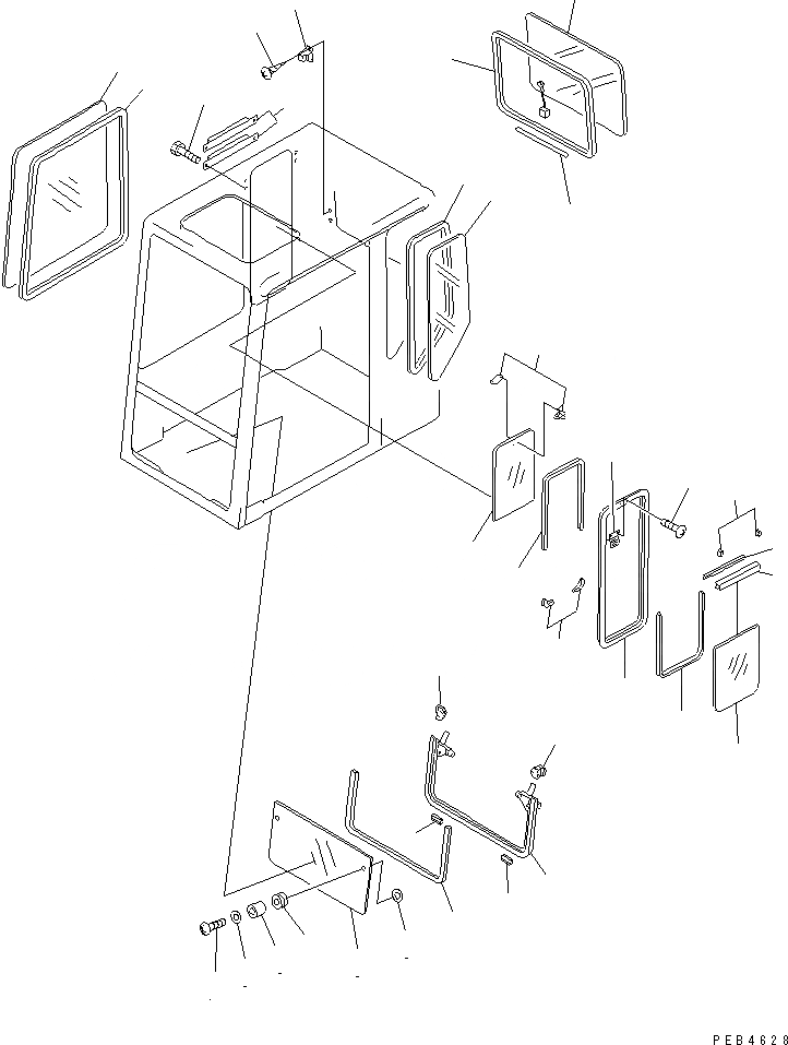 Схема запчастей Komatsu PC710-5 - КАБИНА (ПЕРЕДН. НИЖН. ОКНА) (С ПОДОГРЕВABLE СТЕКЛА)(№-) КАБИНА ОПЕРАТОРА И СИСТЕМА УПРАВЛЕНИЯ