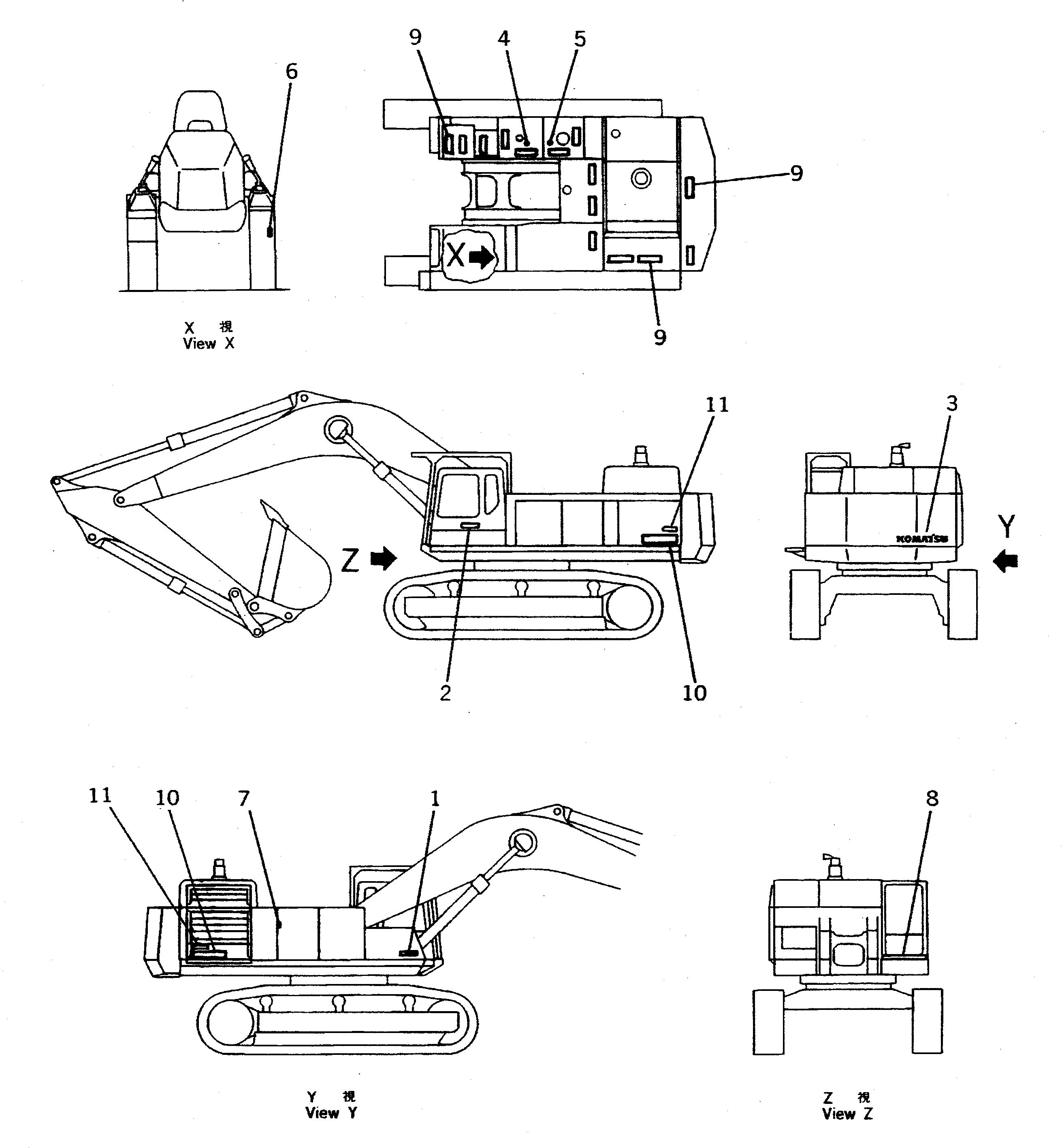 Схема запчастей Komatsu PC710-5 - МАРКИРОВКА (KOMATSU И БУКВЕНН. МАРКИРОВКА) (ИСПАНИЯ)(№-) МАРКИРОВКА