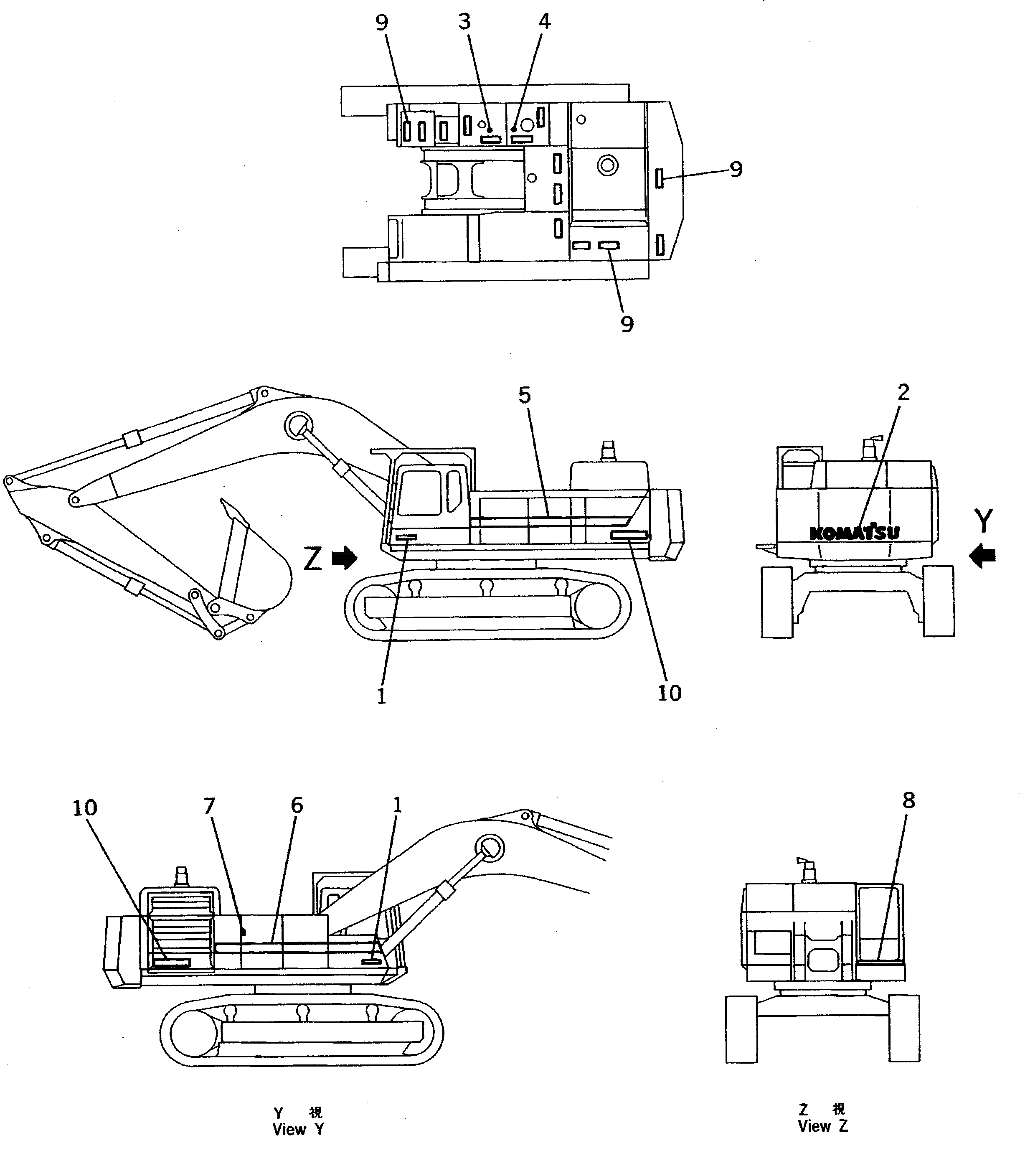 Схема запчастей Komatsu PC710-5 - МАРКИРОВКА (KOMATSU И БУКВЕНН. МАРКИРОВКА)(№-7) МАРКИРОВКА