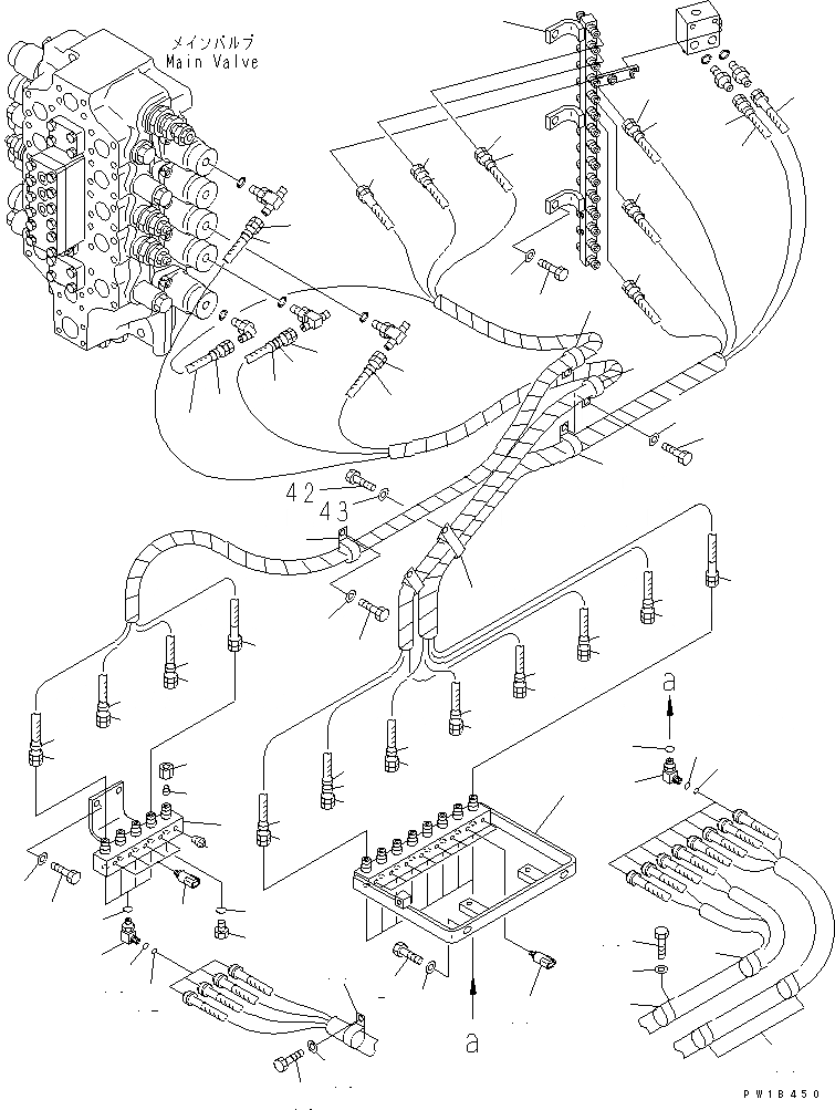 Схема запчастей Komatsu PC750-6 - PPC ЛИНИЯ СОЕД-Е (СОЕД-Е) (B/H)(№-) ГИДРАВЛИКА