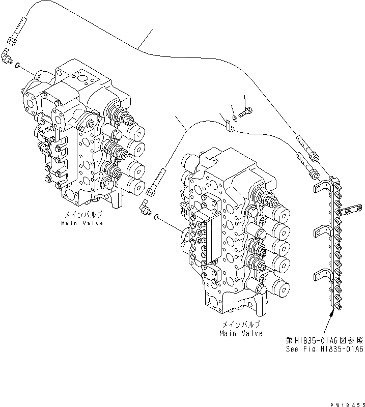 Схема запчастей Komatsu PC750-6 - PPC ЛИНИЯ ХОДА(№-) ГИДРАВЛИКА